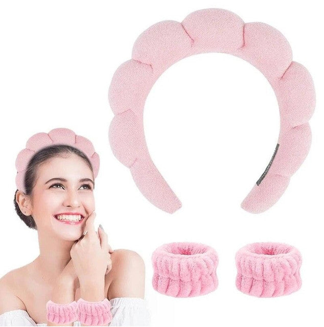 Generic Spa Headband And Wristband Set (Pink)