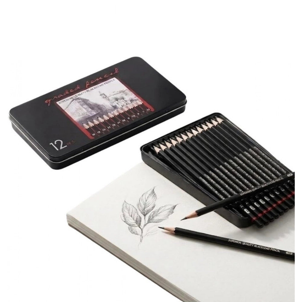 Pack of 2 12 pcs Art Pencil Kit Set (Black)