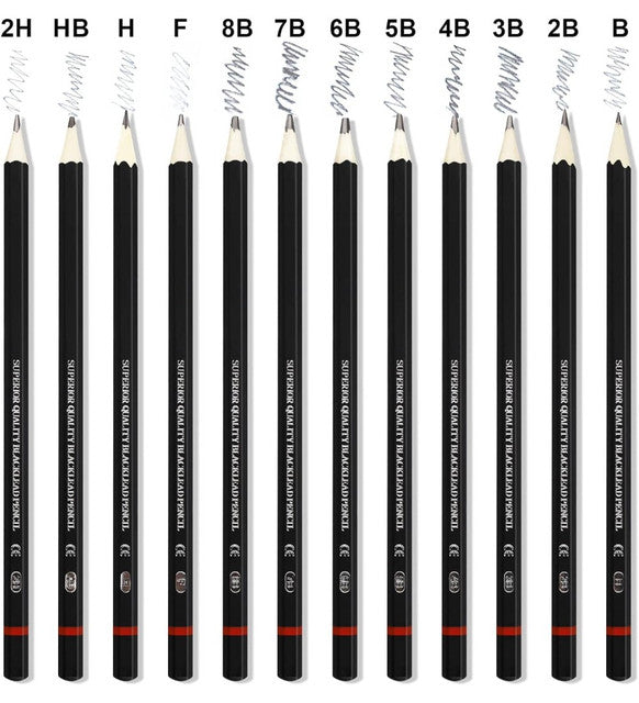 Generic - 12 pcs Art Pencil Kit Set (Black)