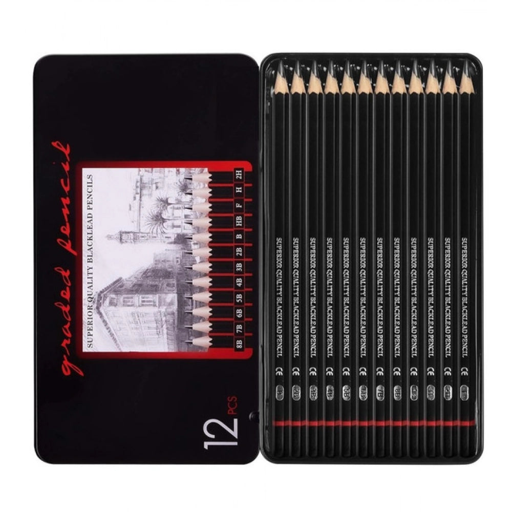 Pack of 2 12 pcs Art Pencil Kit Set (Black)
