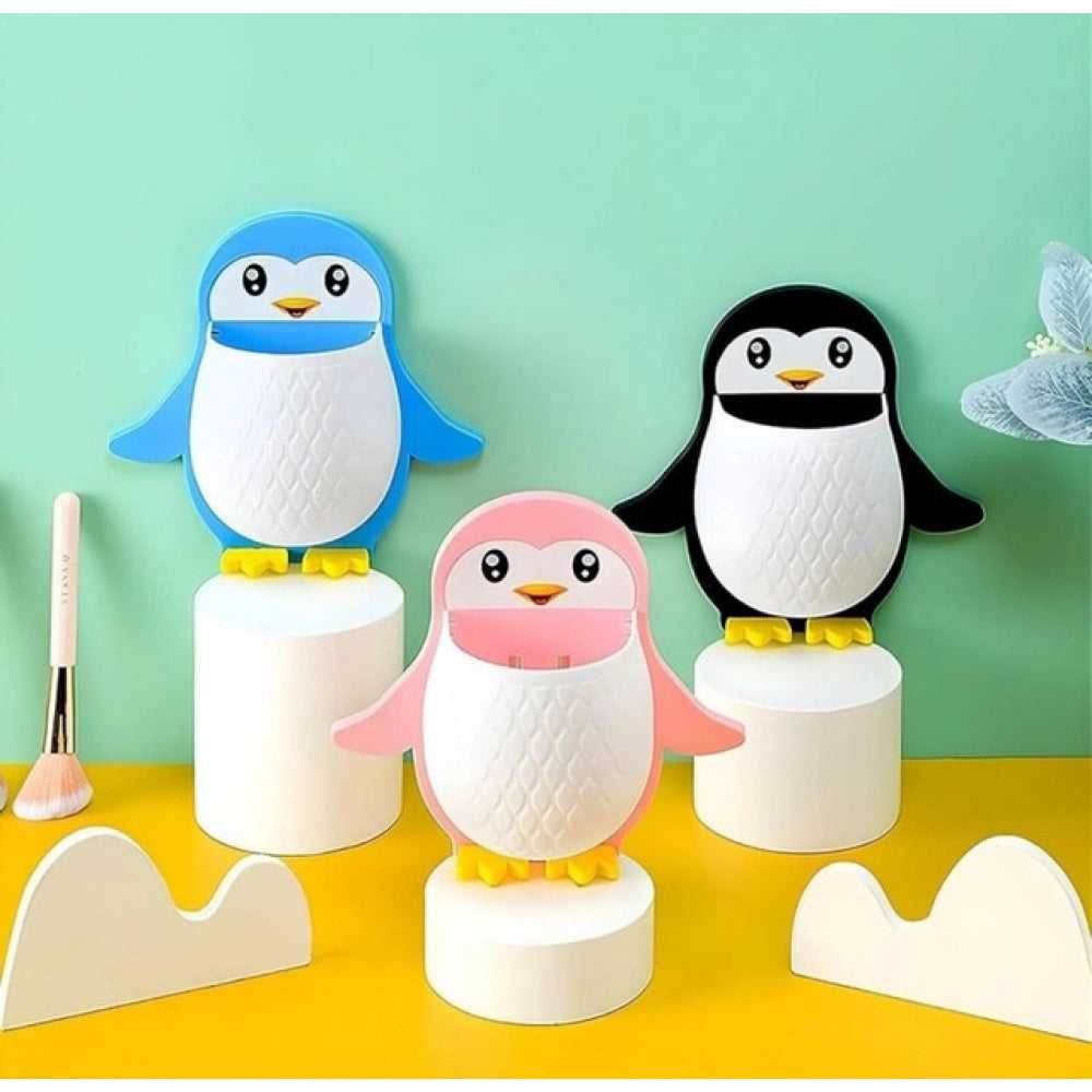 Pack of 3 Wall Mounted Penguin Design Toothpaste Holder (Multicolor)