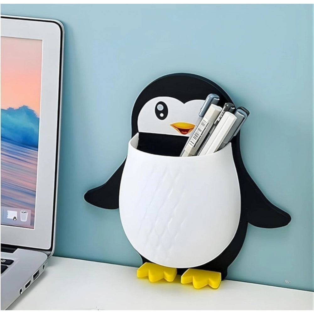 Pack of 3 Wall Mounted Penguin Design Toothpaste Holder (Multicolor)