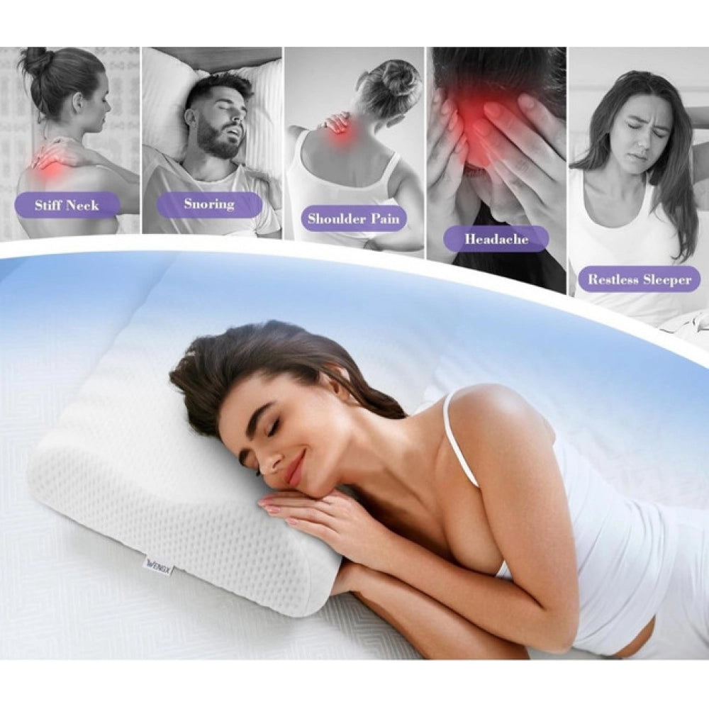 Memory Foam Orthopedic Neck Pillow (White)