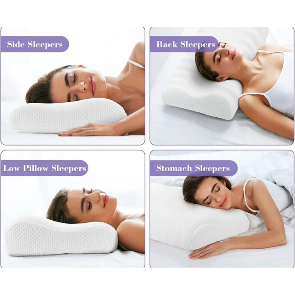 Memory Foam Orthopedic Neck Pillow (White)