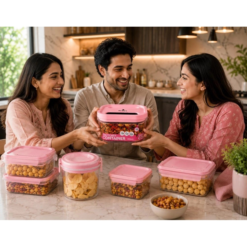 Pack of 1 Switchers Airtight Storage Container Set 500 ML (Pink)