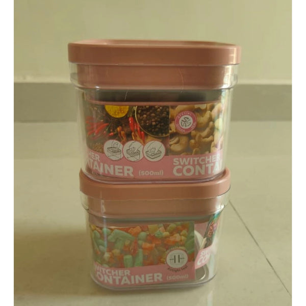 Pack of 2 Switchers Airtight Storage Container Set 500 ML (Pink)