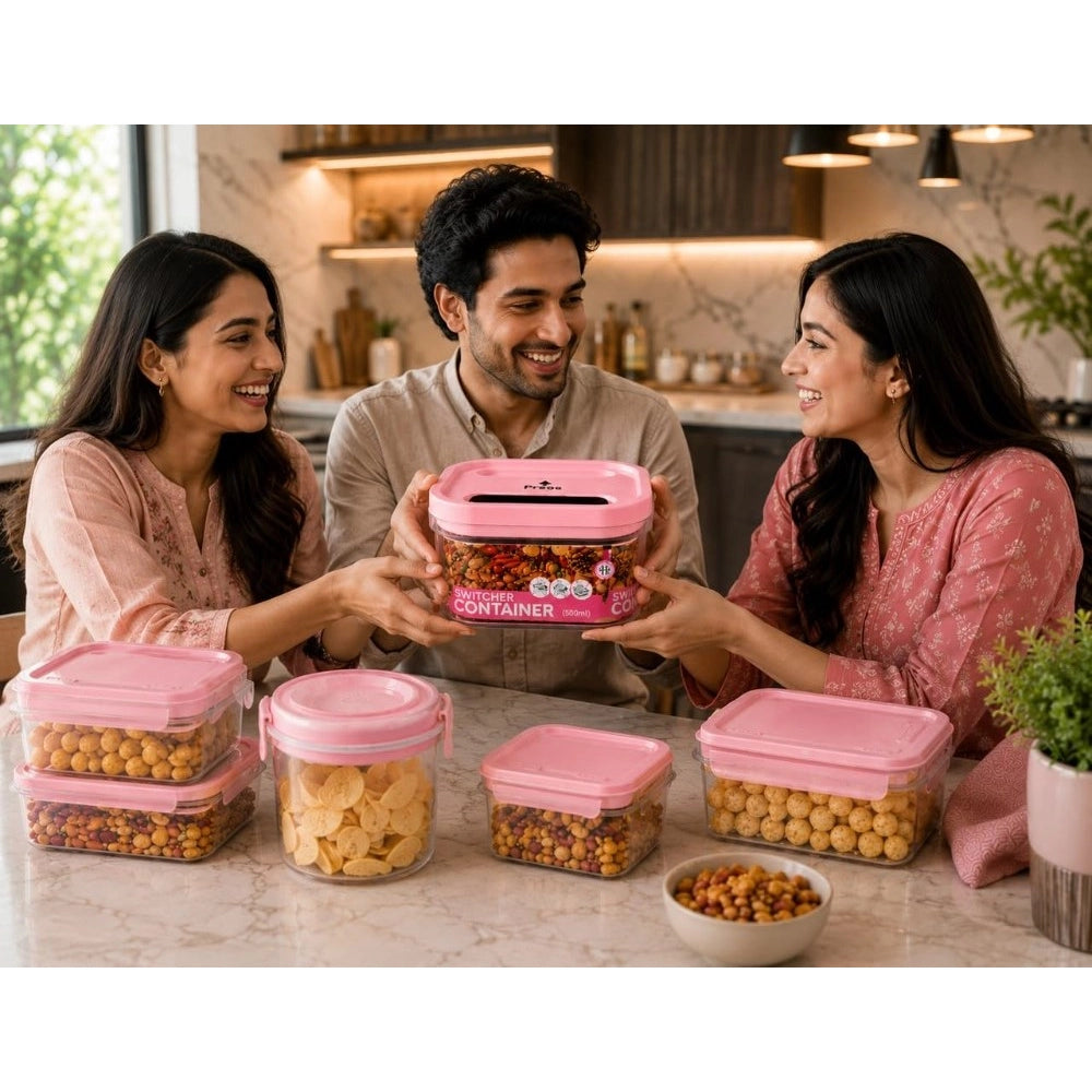 Pack of 2 Switchers Airtight Storage Container Set 500 ML (Pink)