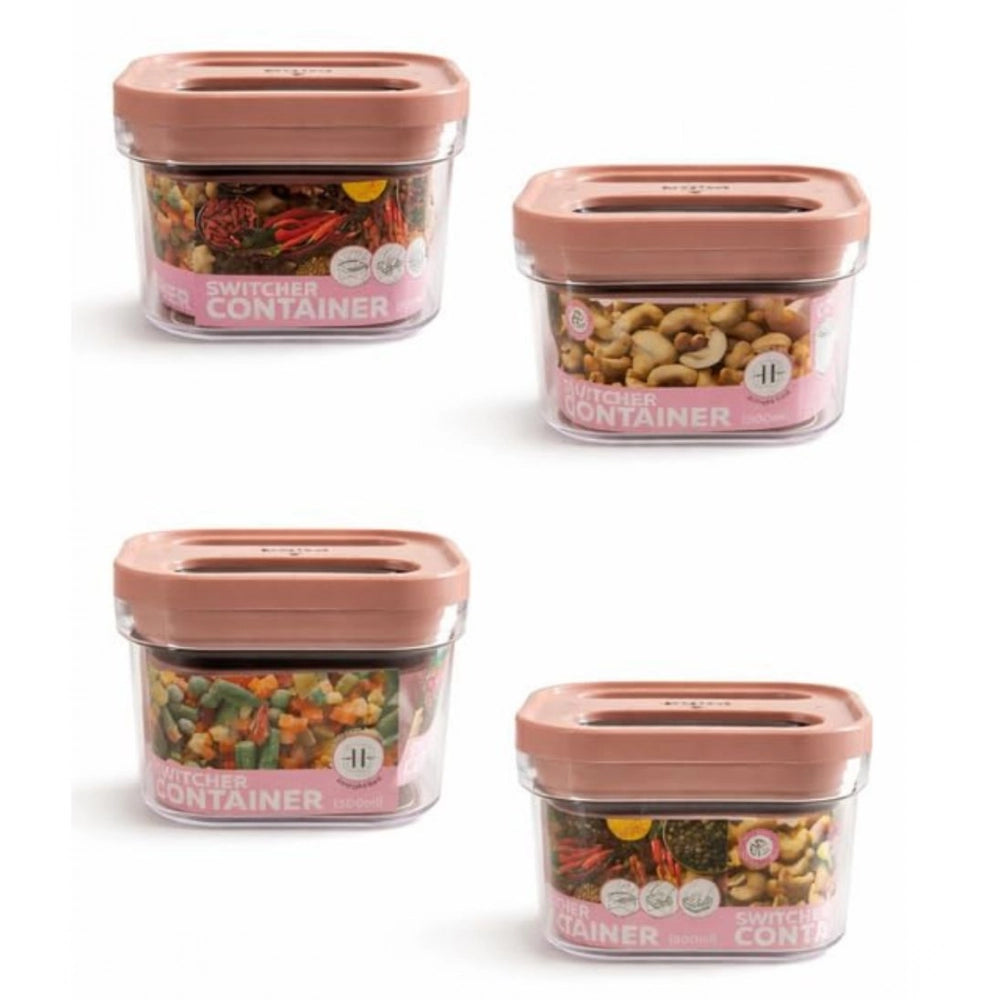 Pack of 4 Switchers Airtight Storage Container Set 500 ML (Pink)