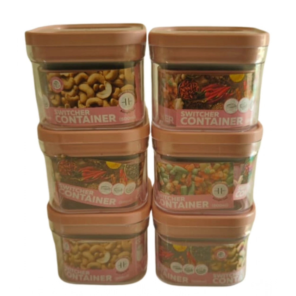 Pack of 6 Switchers Airtight Storage Container Set 500 ML (Pink)