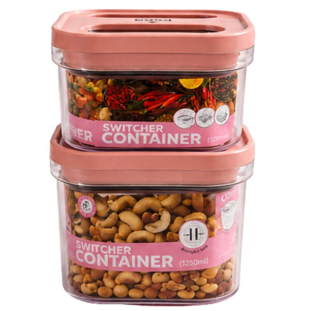 Pack of 2 Switchers Airtight Storage Container Set 1250 ML (Pink)