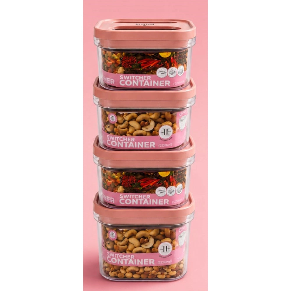 Pack of 4 Switchers Airtight Storage Container Set 1250 ML (Pink)