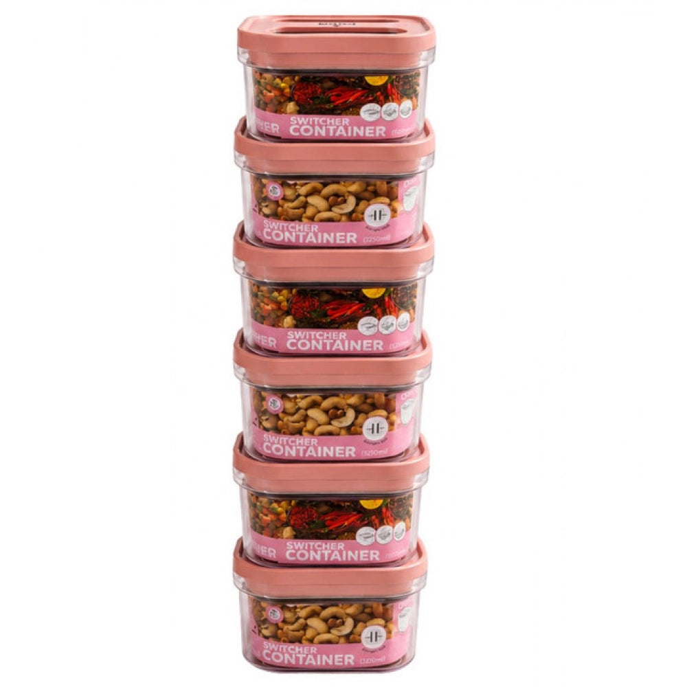 Pack of 6 Switchers Airtight Storage Container Set 1250 ML (Pink)
