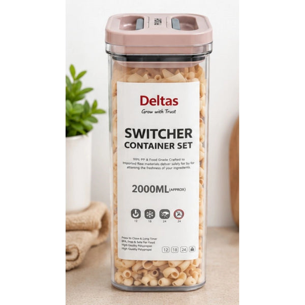 Pack of 1 Switchers Airtight Storage Container Set 2000 ML (Pink)