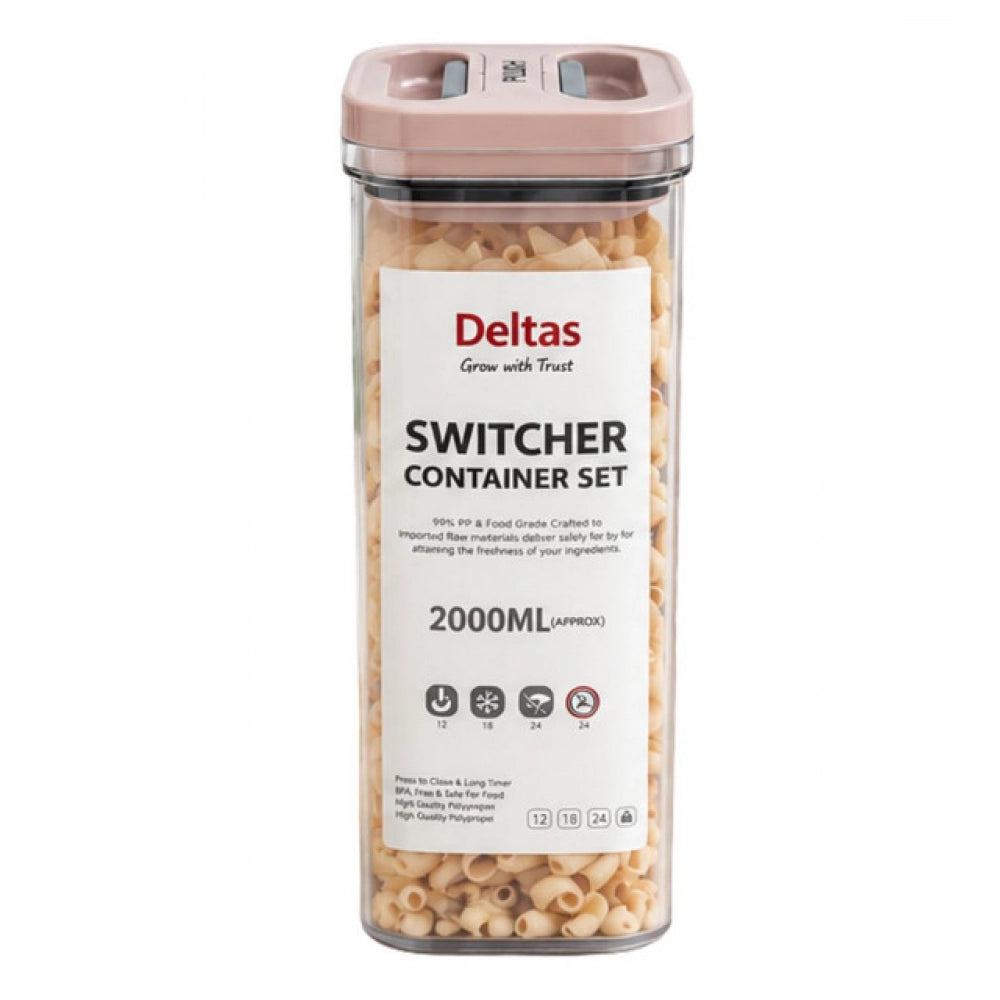 Pack of 1 Switchers Airtight Storage Container Set 2000 ML (Pink)