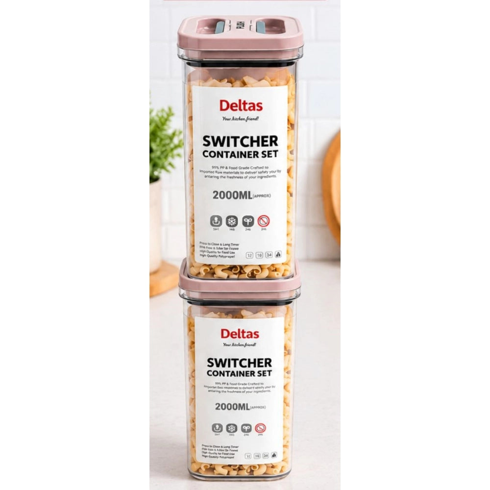 Pack of 2 Switchers Airtight Storage Container Set 2000 ML (Pink)
