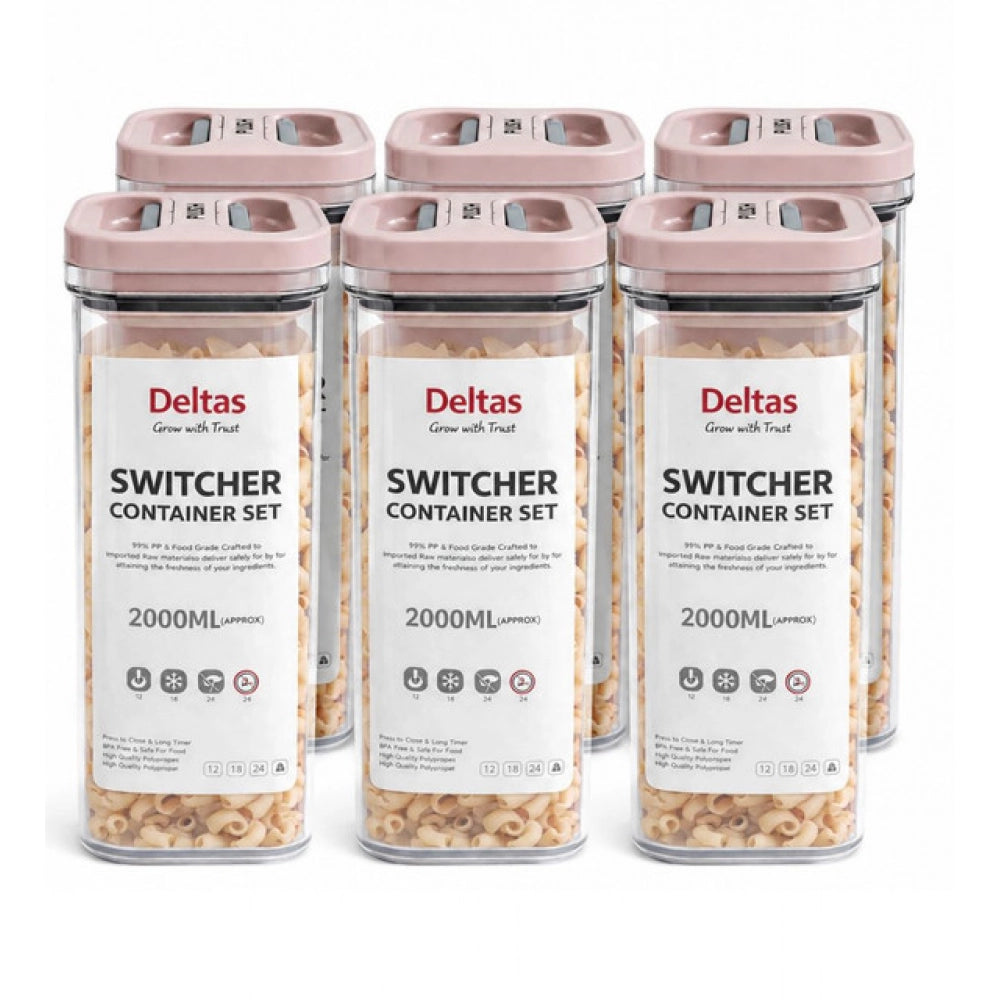 Pack of 6 Switchers Airtight Storage Container Set 2000 ML (Pink)