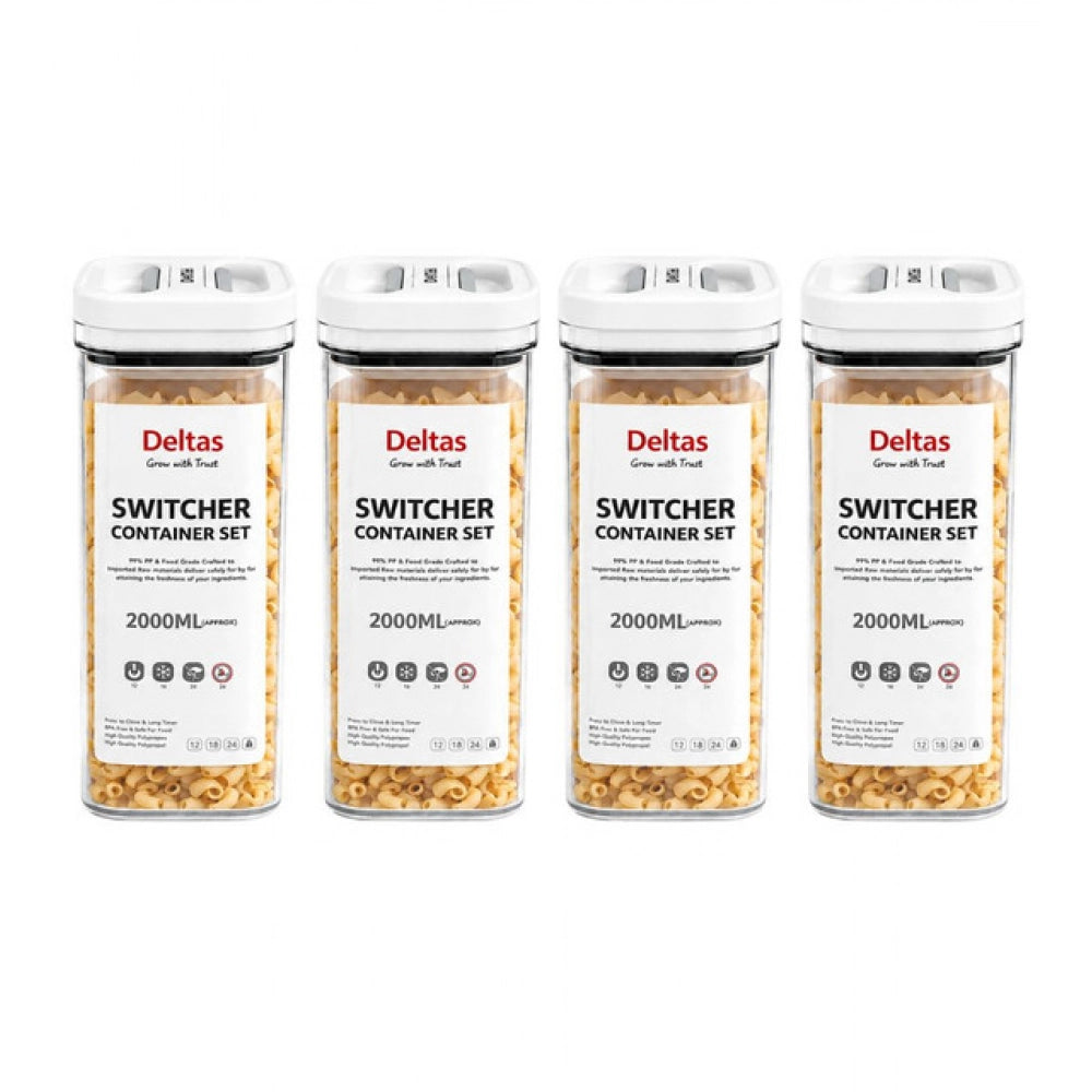 Pack of 4 Switchers Airtight Storage Container Set 2000 ML (White)