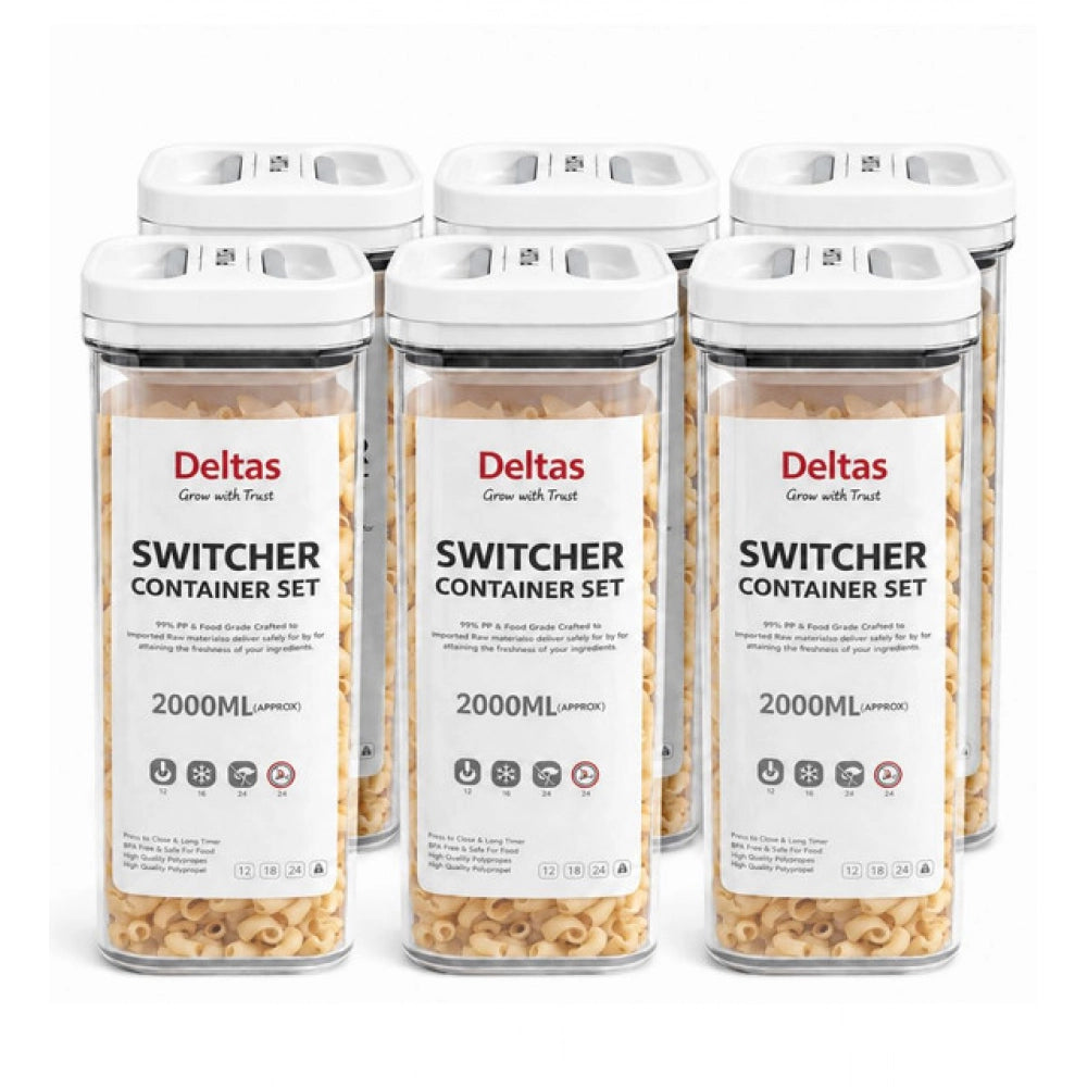 Pack of 6 Switchers Airtight Storage Container Set 2000 ML (White)