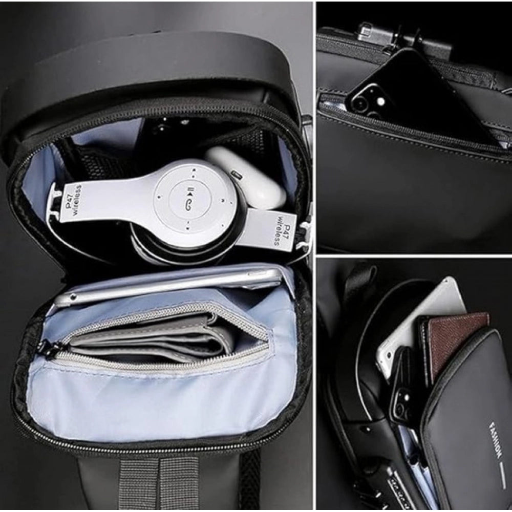 Waterproof Sling Cross Backpack Bag (Black)