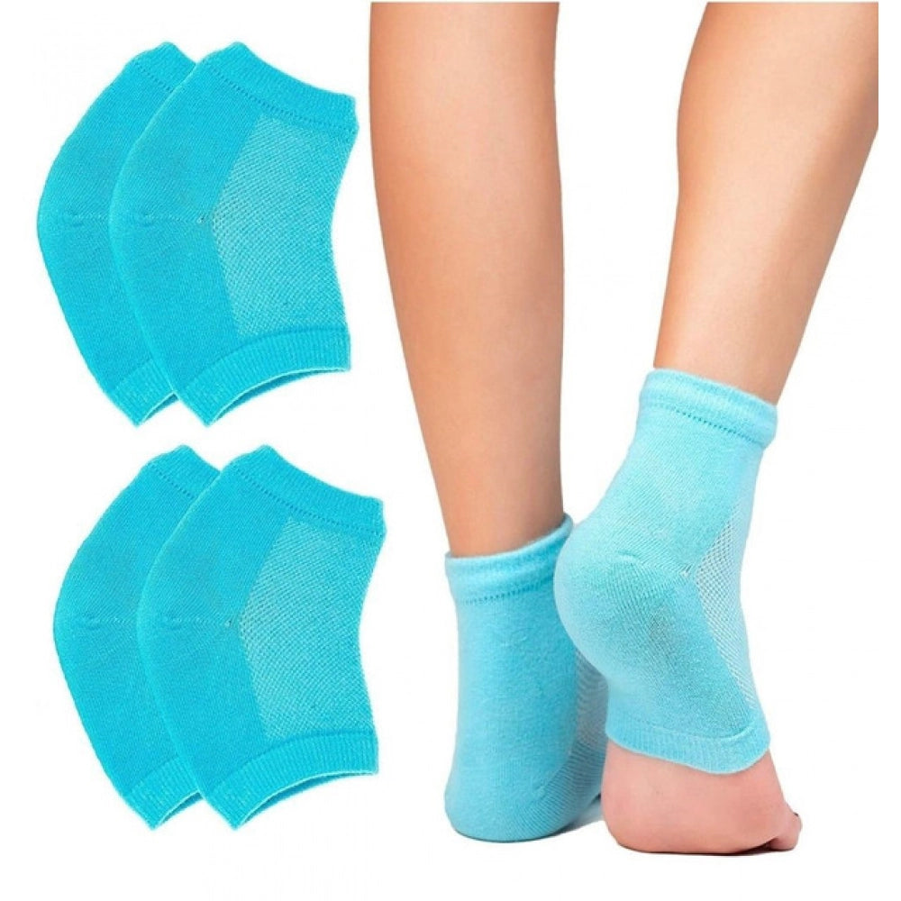 Pack of 2 Half Gel Cotton Heel Socks (Blue)