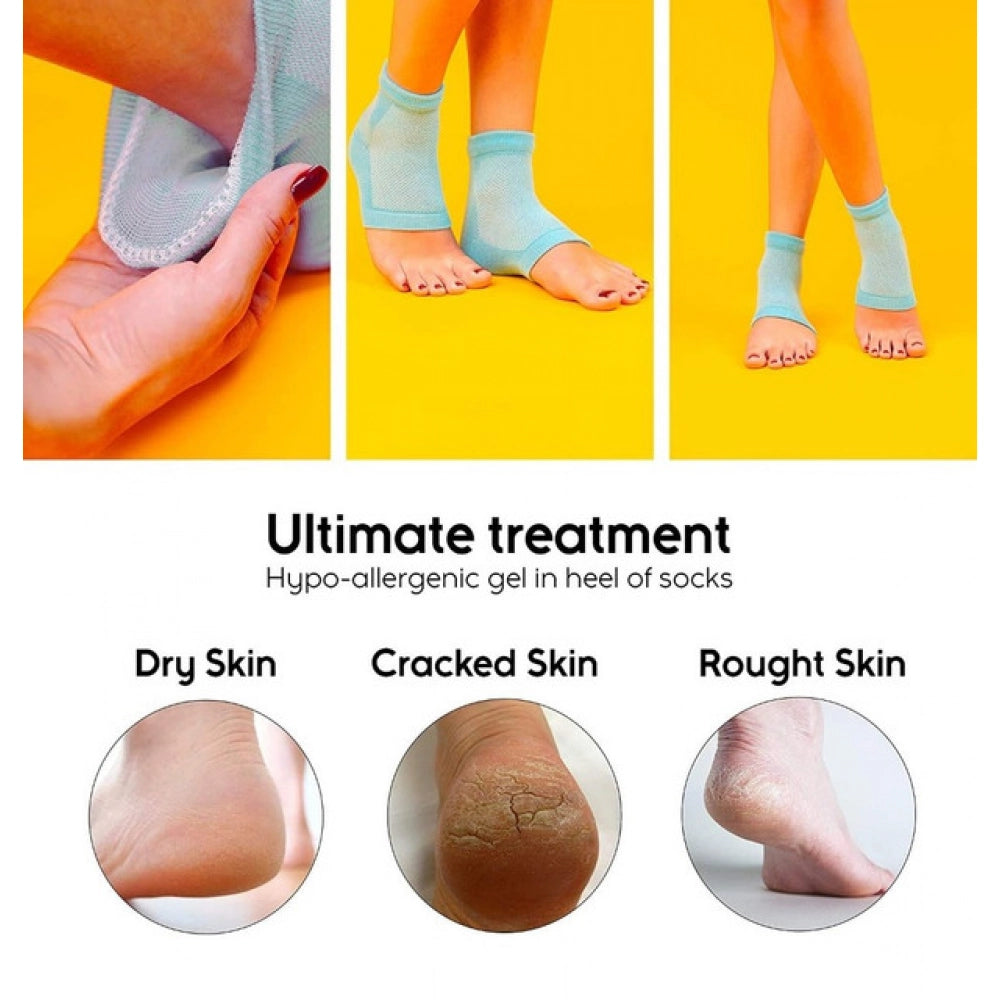 Pack of 2 Half Gel Cotton Heel Socks (Blue)