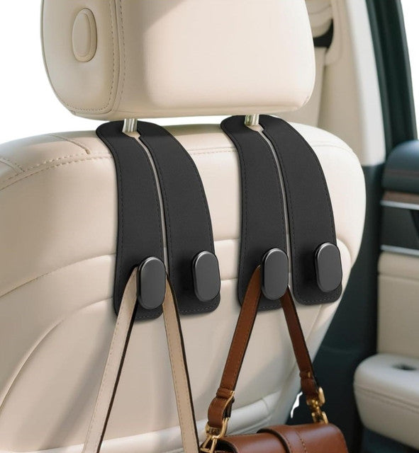Generic Pack of 2 Leather Car Seat Headrest Hook (Black)