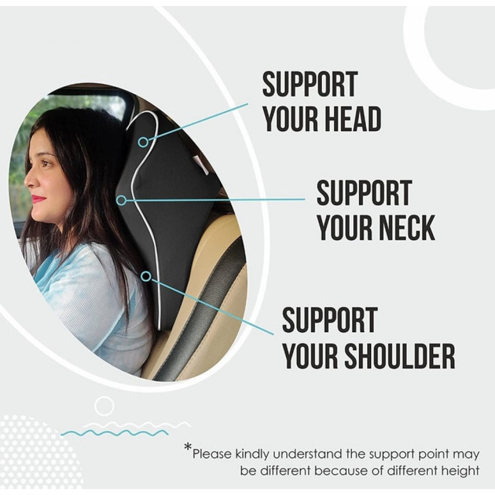 Memory Foam Car Headrest Pillow (Black)