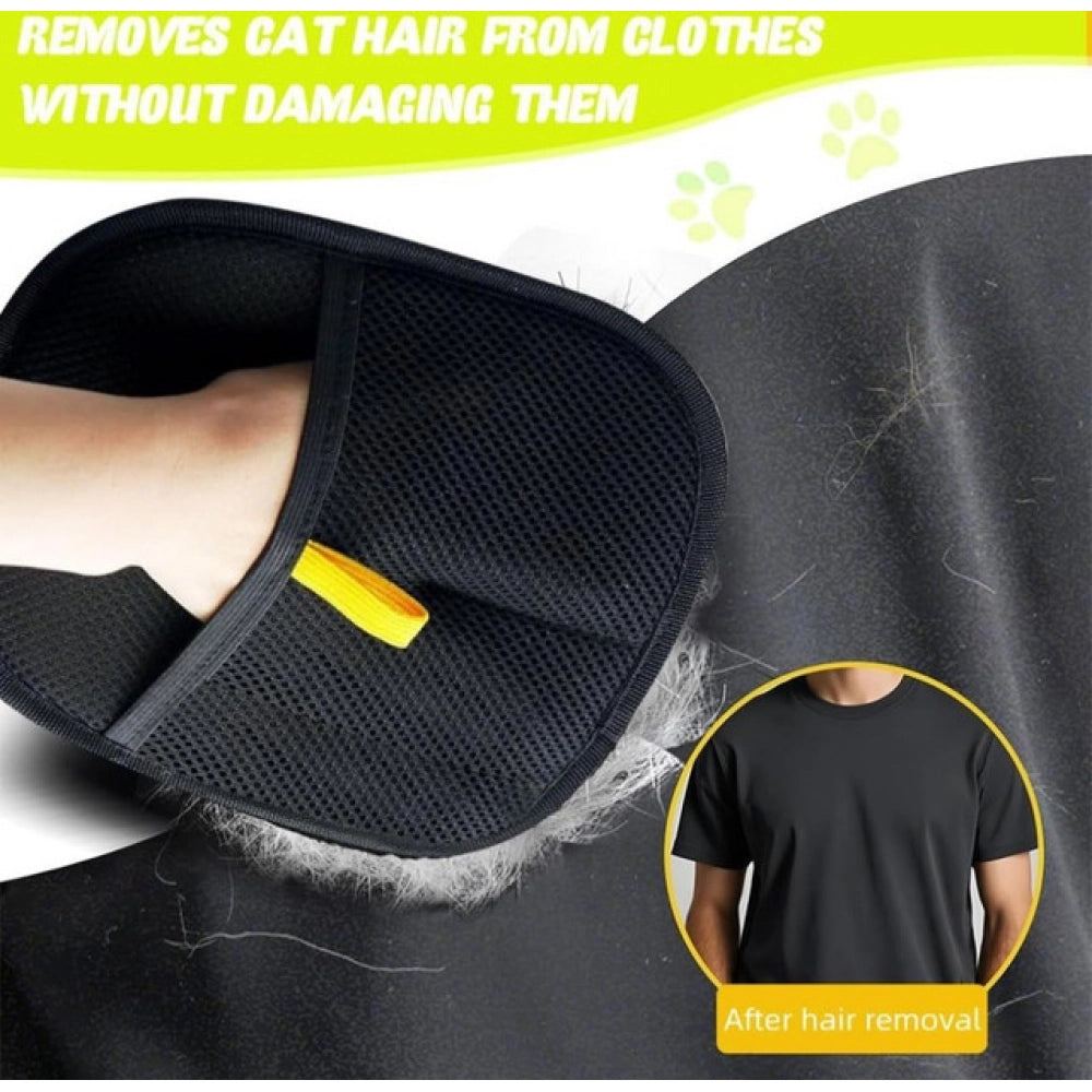Pack of 2 Cat Dog Hair Remover Gloves (Black)