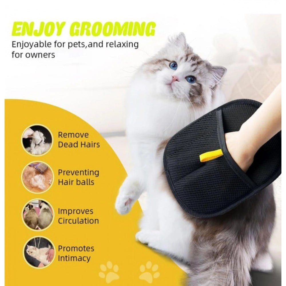 Pack of 2 Cat Dog Hair Remover Gloves (Black)