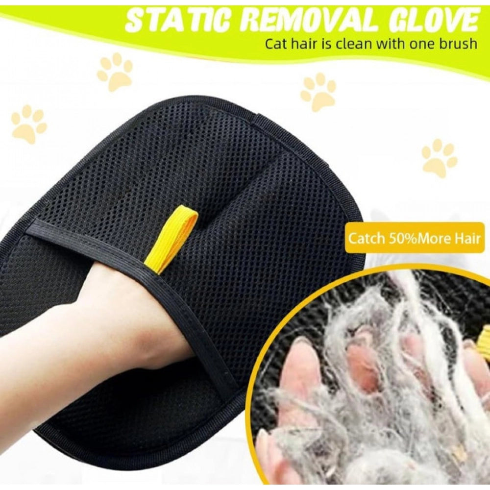 Pack of 2 Cat Dog Hair Remover Gloves (Black)