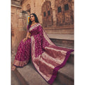 Women's Art Silk Printed Saree With Unstitched Blouse 5.5Mtr (Wine)