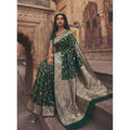 Women's Art Silk Printed Saree With Unstitched Blouse 5.5Mtr (Green)