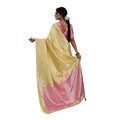 Women's Linen Cotton Printed Saree With Unstitched Blouse 5.5Mtr (Yellow )