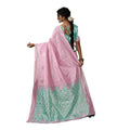Women's Linen Cotton Printed Saree With Unstitched Blouse 5.5Mtr (Pastel Pink)