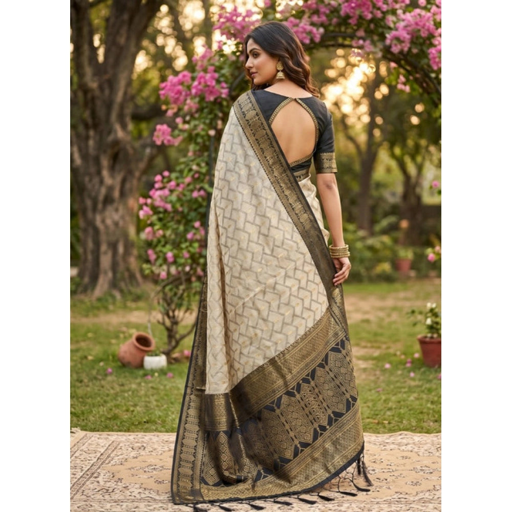 Women's Cotton Printed Saree With Unstitched Blouse 5.5Mtr (Multicolor)