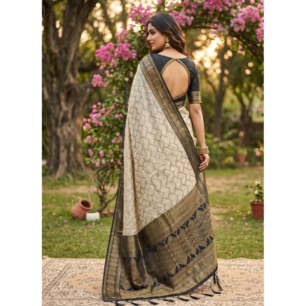Women's Cotton Printed Saree With Unstitched Blouse 5.5Mtr (Multicolor)
