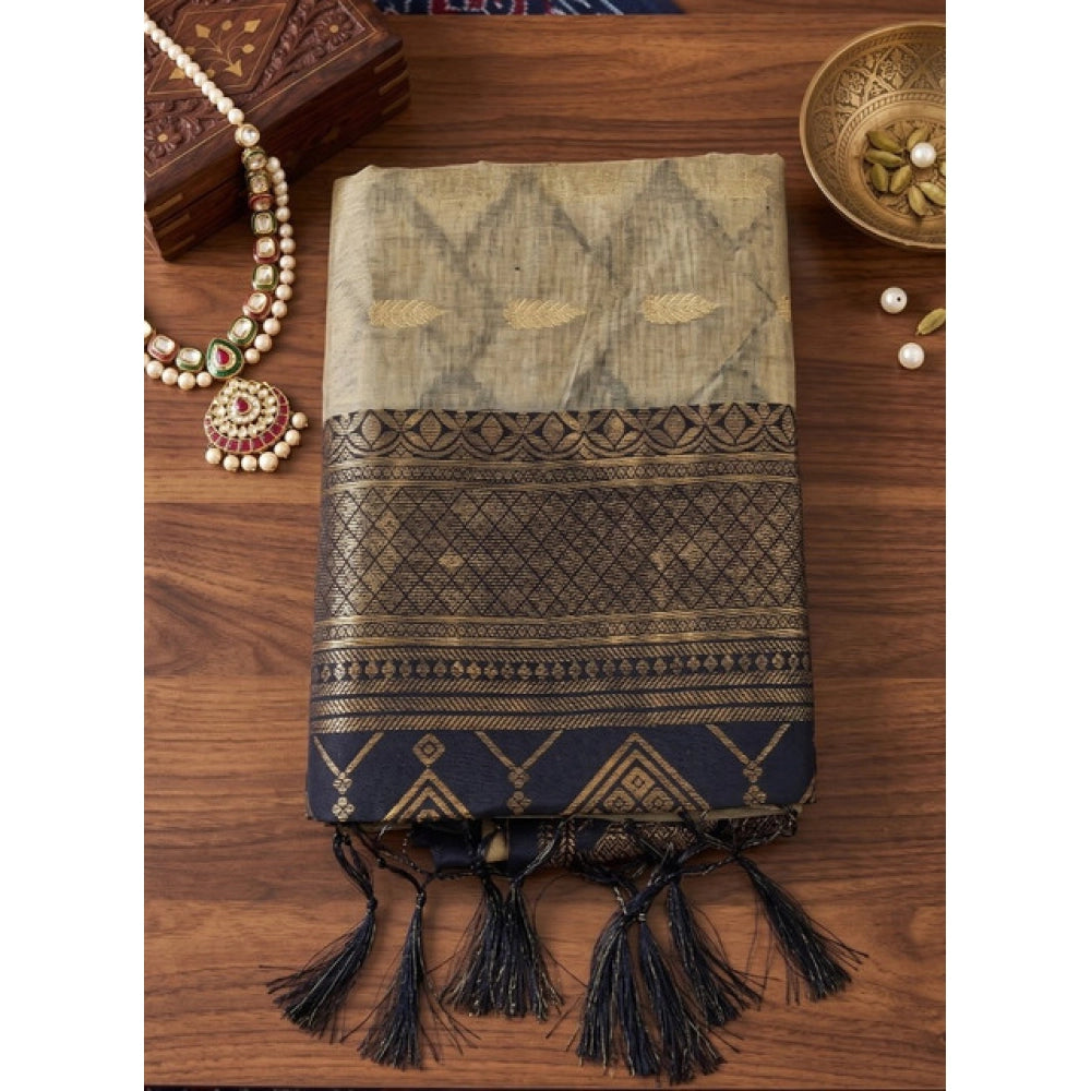 Women's Cotton Printed Saree With Unstitched Blouse 5.5Mtr (Multicolor)