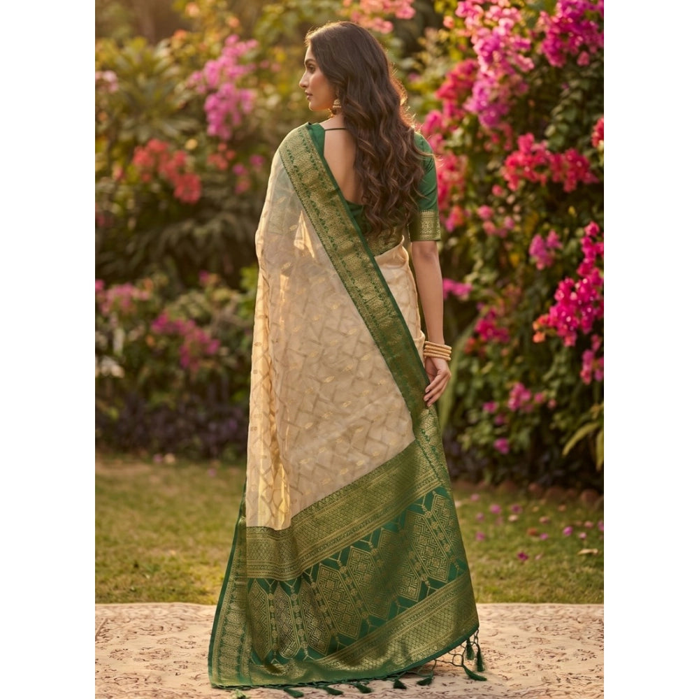 Women's Cotton Printed Saree With Unstitched Blouse 5.5Mtr (Multicolor)