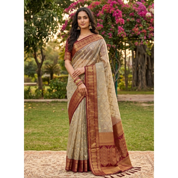 Women's Cotton Printed Saree With Unstitched Blouse 5.5Mtr (Multicolor)