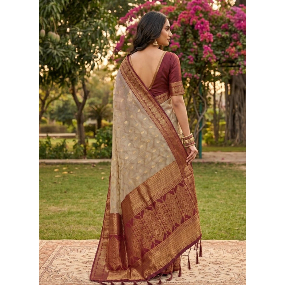 Women's Cotton Printed Saree With Unstitched Blouse 5.5Mtr (Multicolor)