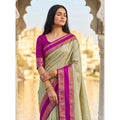 Women's Silk Blend Printed Saree With Unstitched Blouse 5.5Mtr (Light Green-Pink)