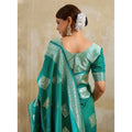Women's Silk Blend Printed Saree With Unstitched Blouse 5.5Mtr (Sea Green)