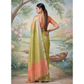 Women's Tissue Silk Solid Saree With Unstitched Blouse 5.5Mtr (Green)