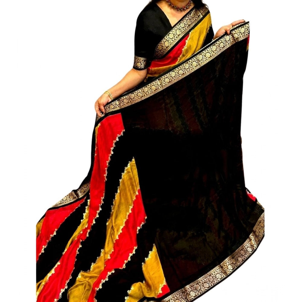 Women's Dola Silk Embellished Saree With Unstitched Blouse 5.5Mtr (Multicolor)