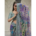 Women's Chiffon Embellished Saree With Unstitched Blouse 5.5Mtr (Multicolor)