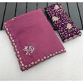 Women's Star Georgette Embroidered Saree With Unstitched Blouse 5.5Mtr (Pink)