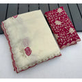 Women's Star Georgette Embroidered Saree With Unstitched Blouse 5.5Mtr (White)