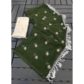 Women's Georgette Embellished Saree With Unstitched Blouse 5.5Mtr (Green)