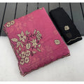 Women's Viscose Silk Embroidered Saree With Unstitched Blouse 5.5Mtr (Pink)