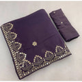 Women's Georgette Embellished Saree With Unstitched Blouse 5.5Mtr (Levander)